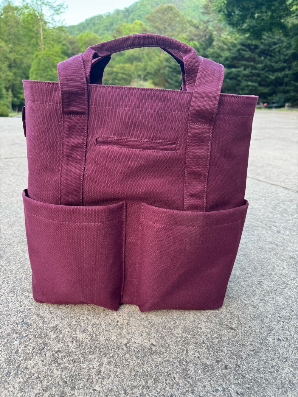 Dagne Dover Bag Tote LARGE Vida Organic Cotton Canvas Maroon Burgundy Wine